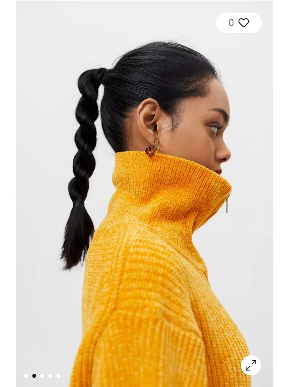Urban Outfitters UO Nicco Half-Zip Sweater Mustard Yellow S